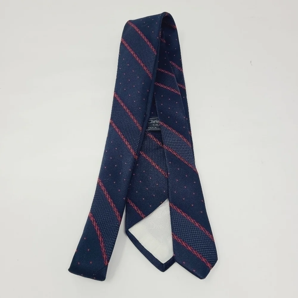 Christian Dior | Men's Navy and Red Mixed Print Tie (One Size)